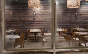 Fin Raw Bar & Kitchen Looking through the window in Fin Raw Bar & Kitchen in Montclair, a Seafood Restaurant